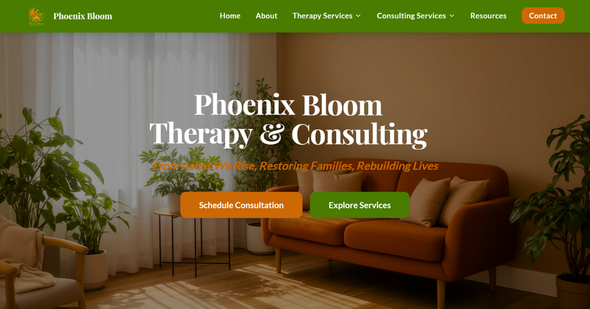 Phoenix Bloom Therapy & Consulting website design