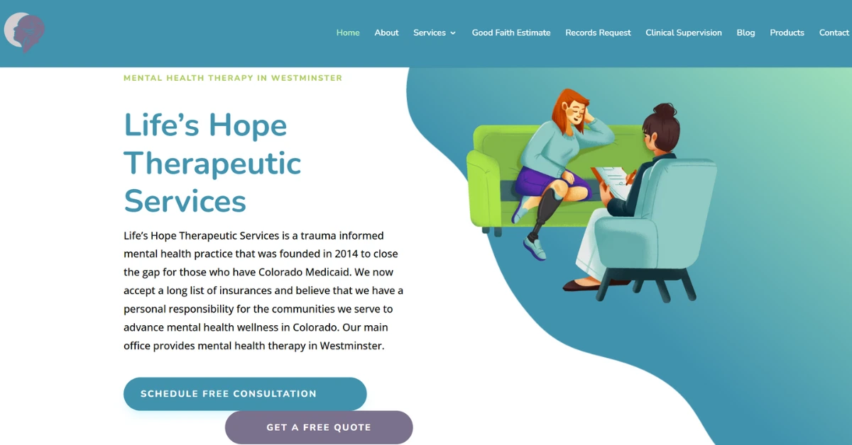 Life's Hope Therapeutic Services website design